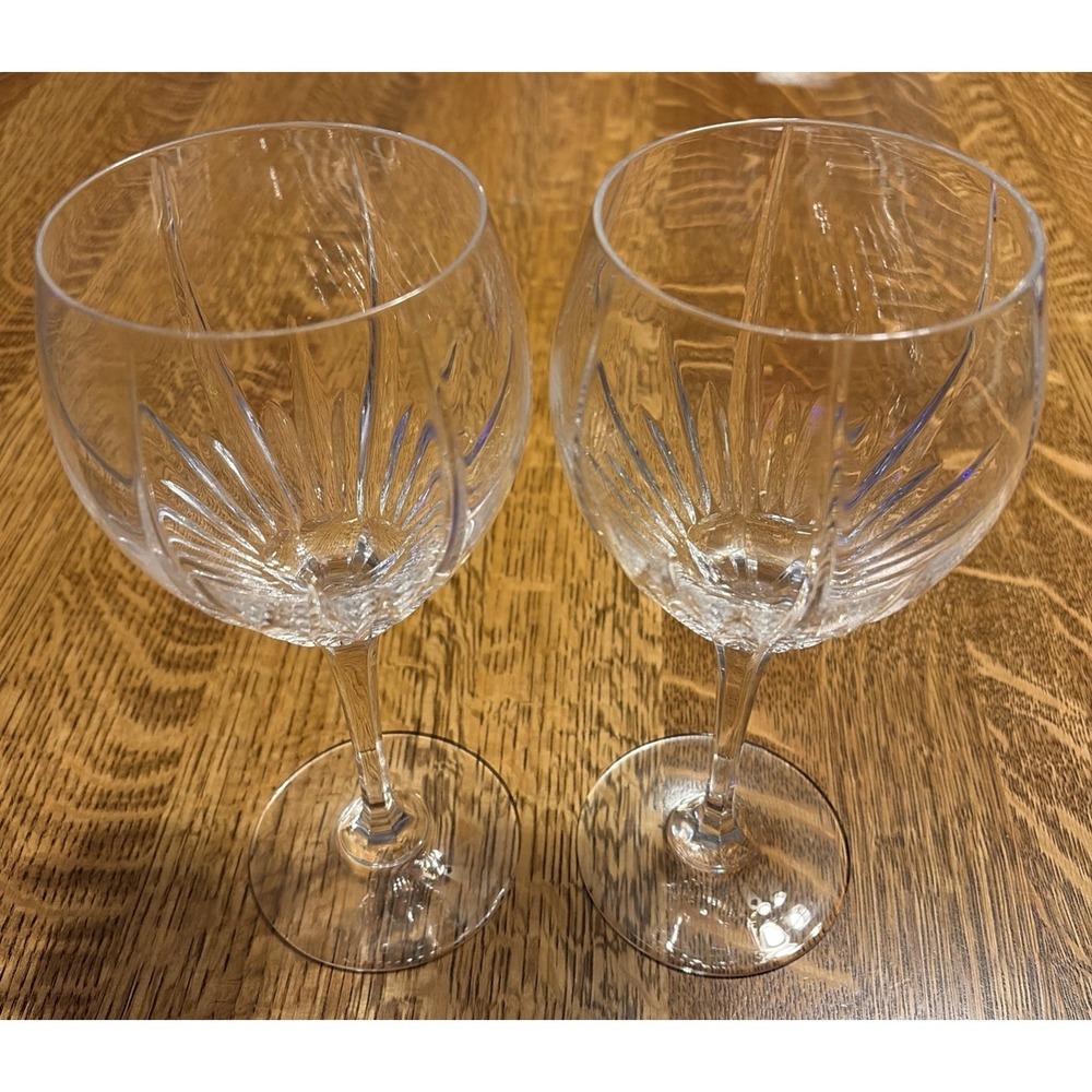 Mikasa Crystal Arctic Lights TWO Grand Goblets 9"